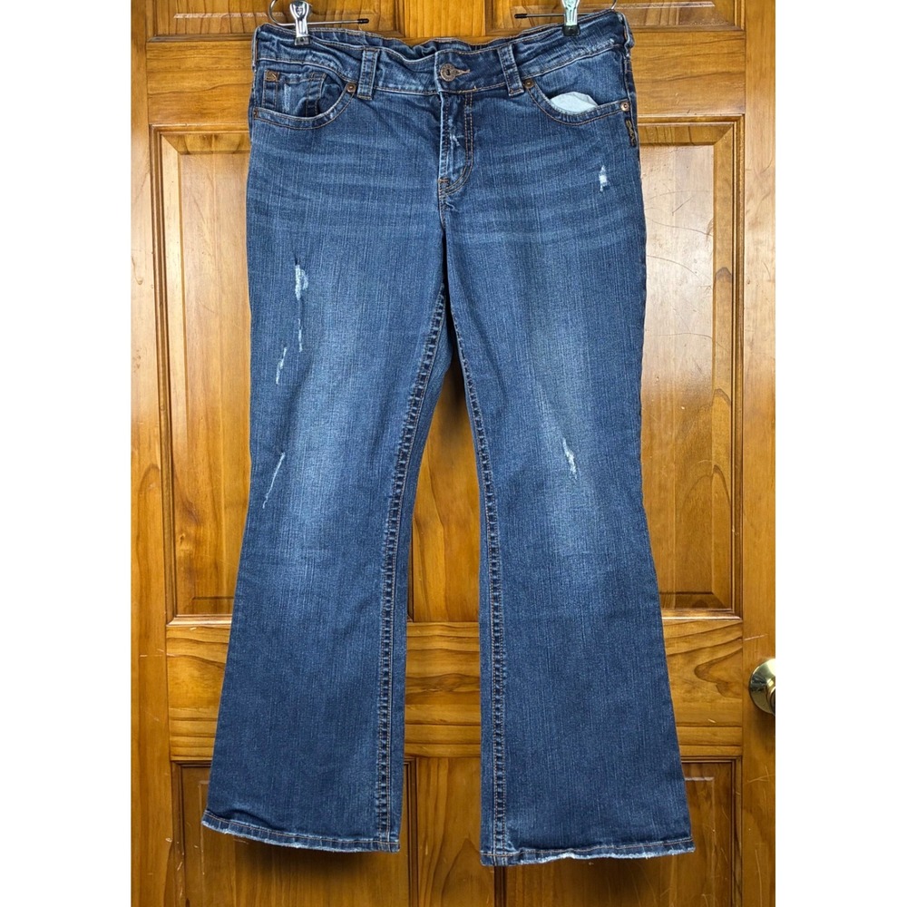 Silver Jeans Bootcut Medium Wash Distressed Denim W33 L30 Western Cowgirl Y2K